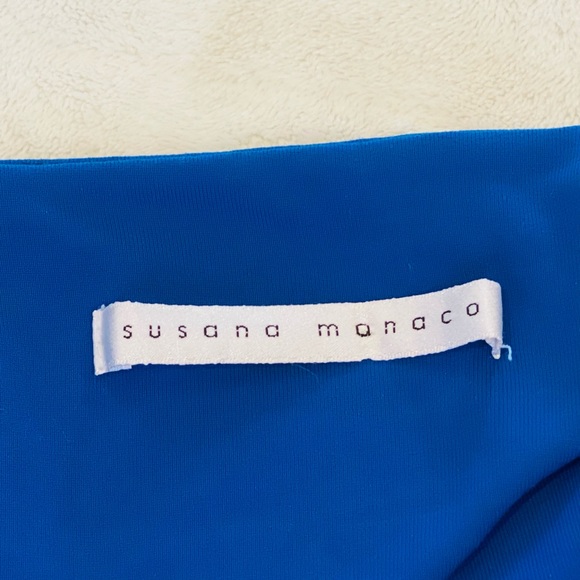 Susana Monaco Royal Bright Blue Fit Flare Milkmaid Ruched Tank Slip Dress - Picture 3 of 5